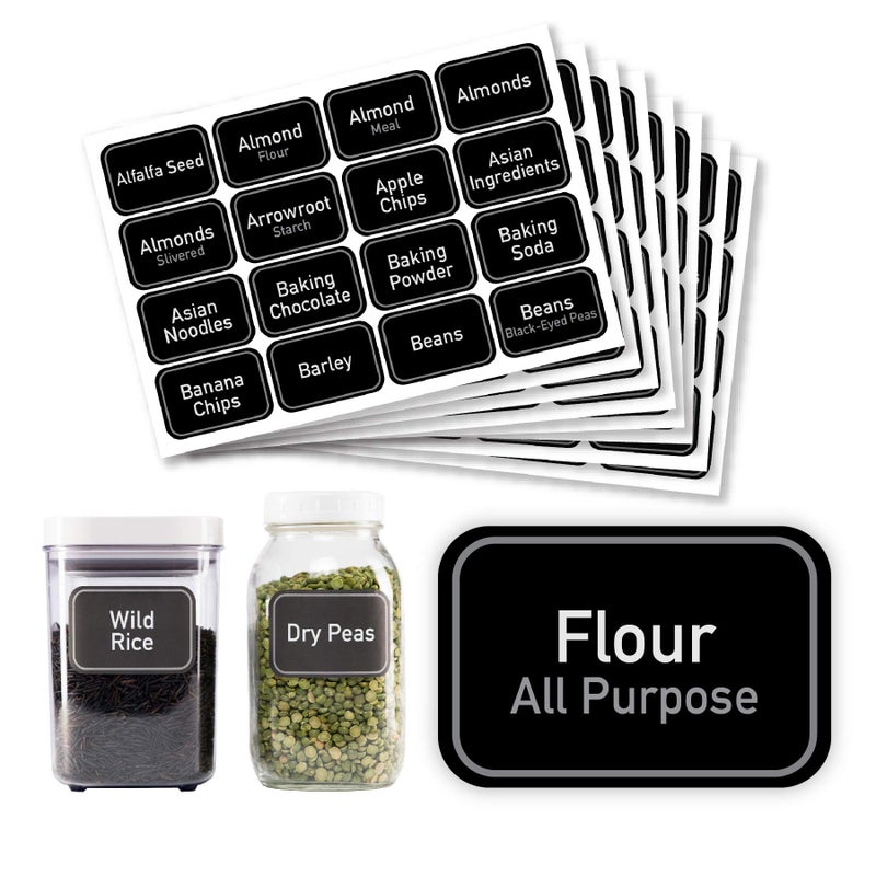 AllSpice 208 Preprinted Water Resistant Bulk Pantry Labels Set - Image 1